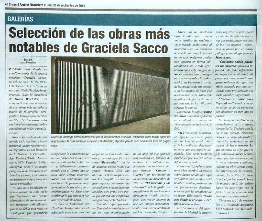 Selección de las obras más notables de Graciela Sacco